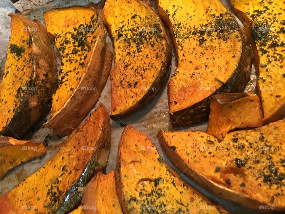 Roast herbed pumpkin, squash side dish