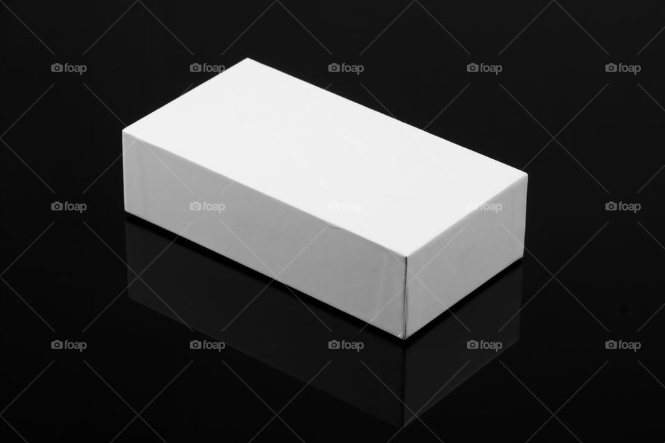 White blank box on black background