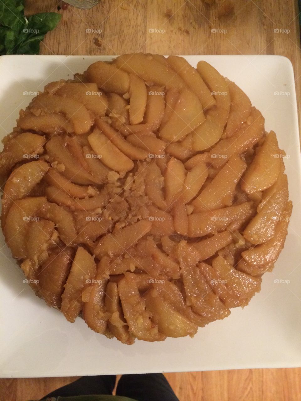 Top of Pear Cake . Upside-down cake with pears. Delicious 