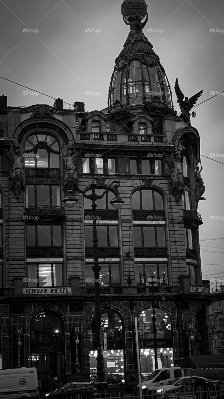 Urban architecture black and white photo. 