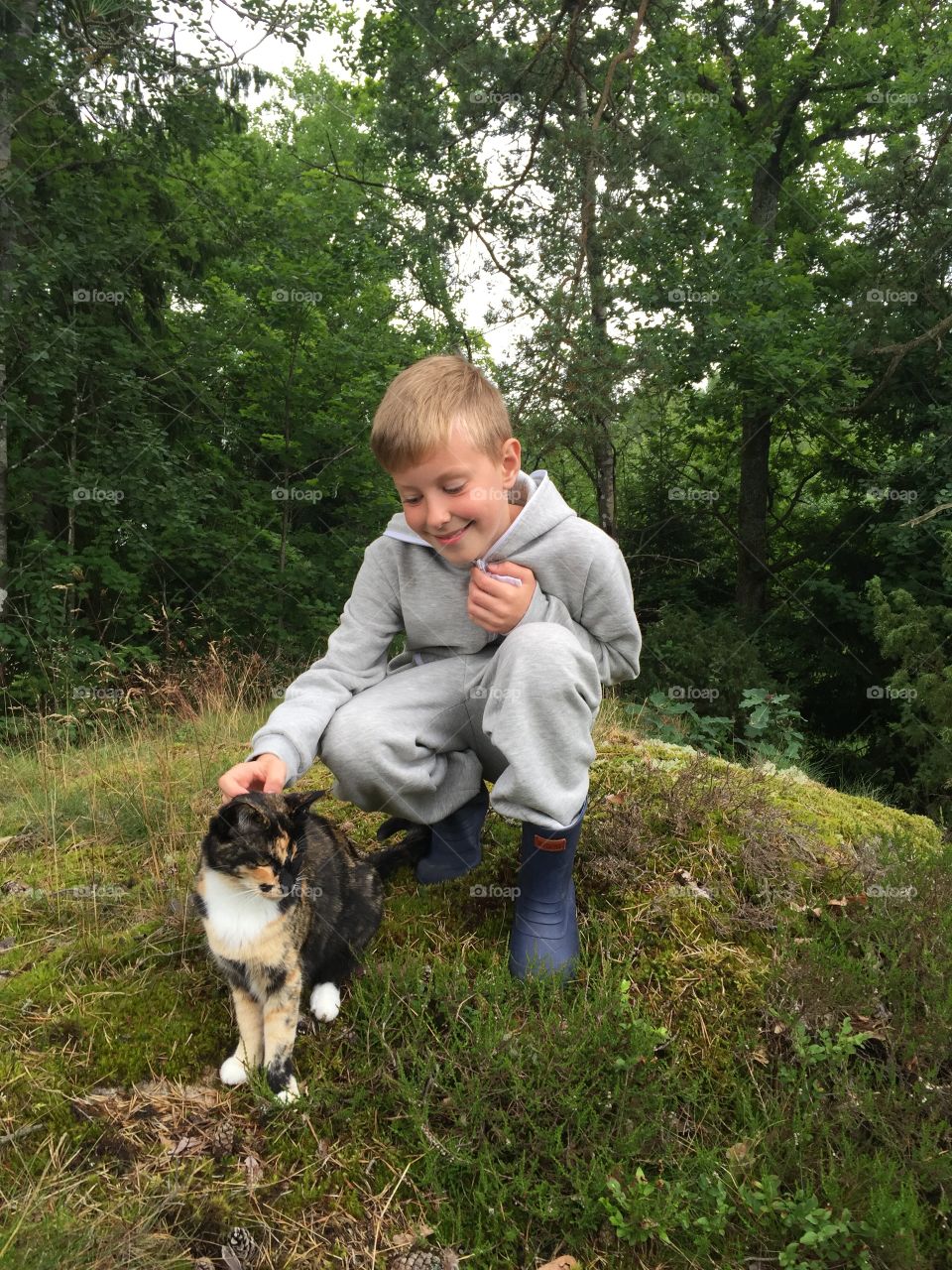 Boy with cat