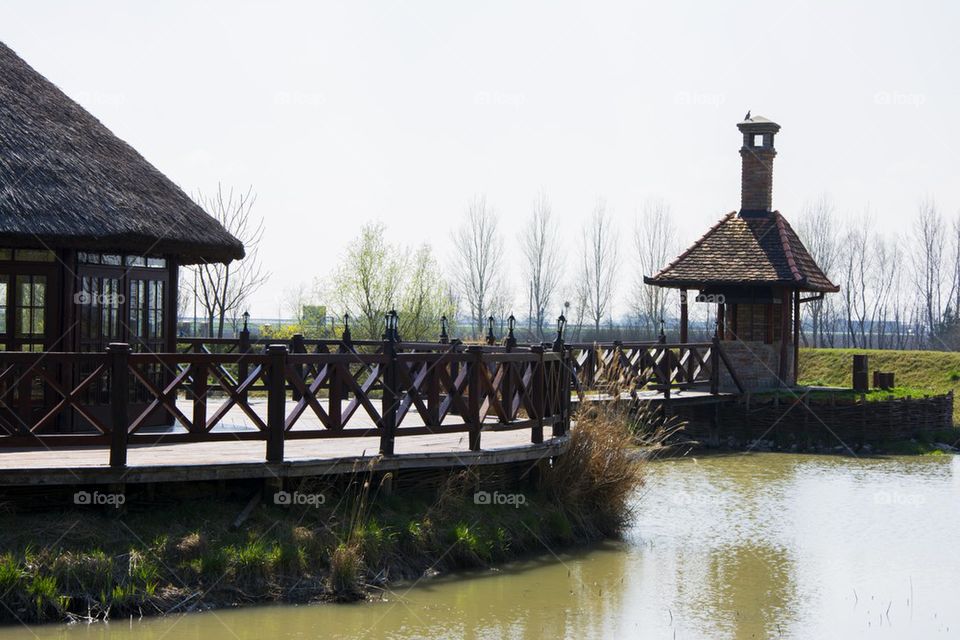 wooden house on the lake