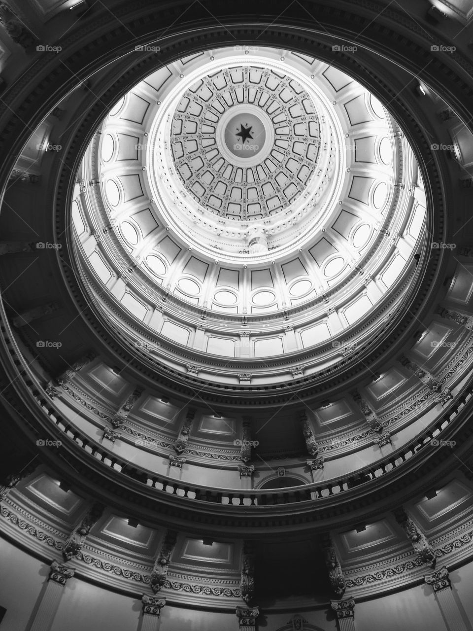 Black & White Texas State Capitol Building Rotunda