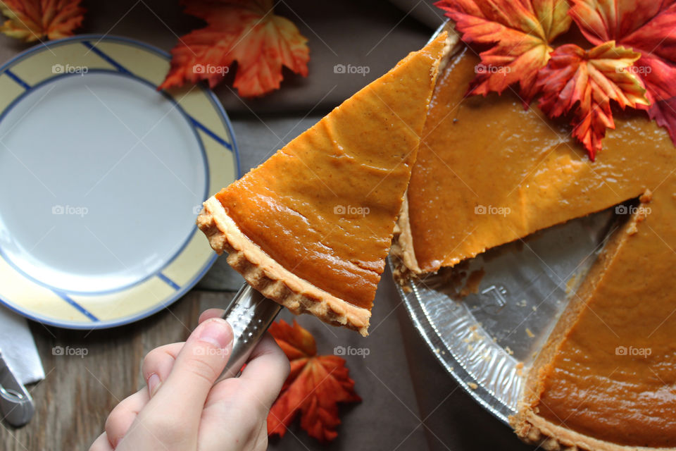 Pumpkin pie served