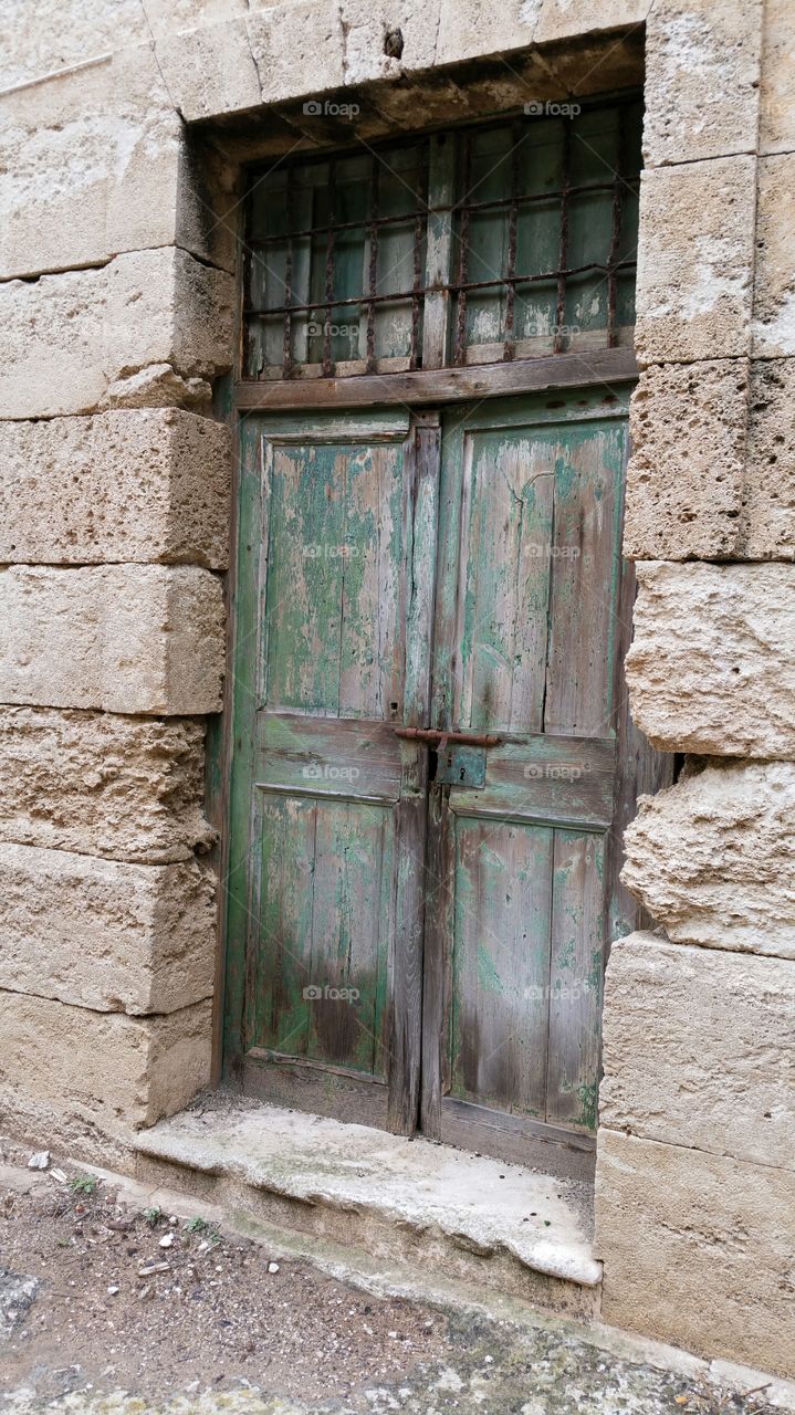 Old history. The door to the old prison on the fortress of Isabel II  on la Mola
