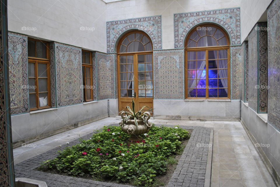 Cool courtyard in Arabic style. Livadiyski Palace.Crimea.