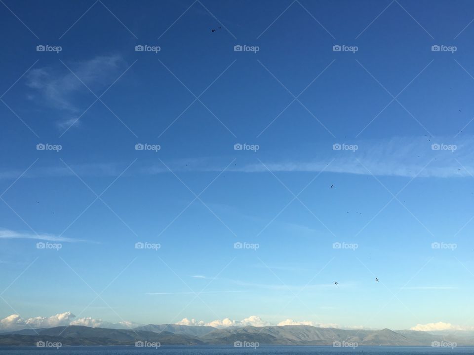 View from Corfu Town of mainland Greece