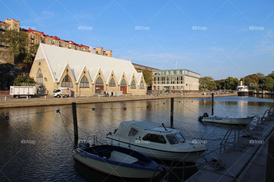Gothenburg city Sweden - the fish market hall Feskekôrka - vallgraven Göteborg Sverige
