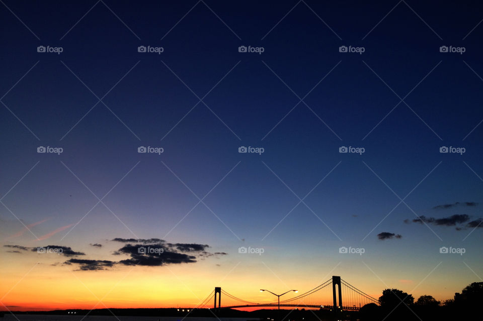 Verrazano-Narrows bridge in Brooklyn at sunset