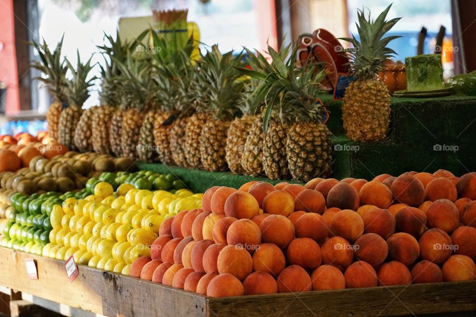 Fresh Fruit Displayed In A Farmers Market