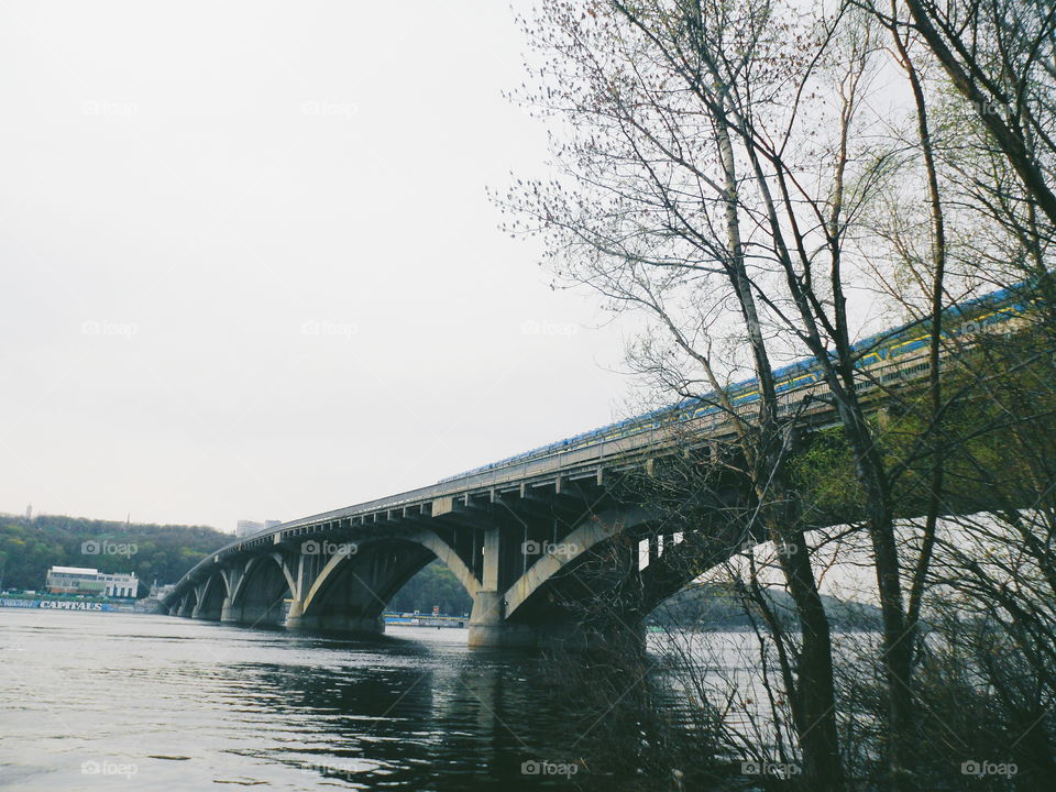 bridge in Kiev, side view, spring 2018