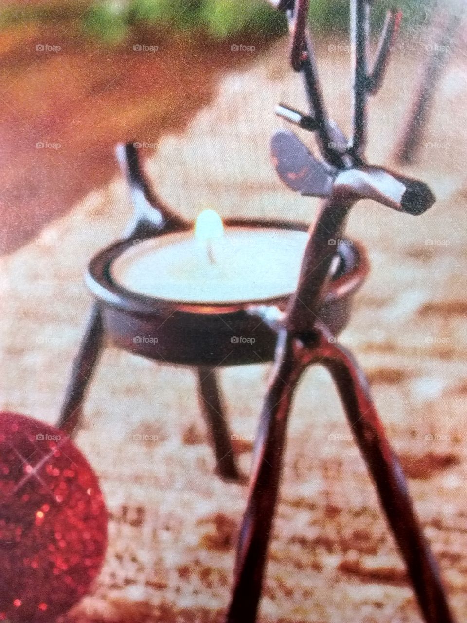 brass Christmas reindeer candle