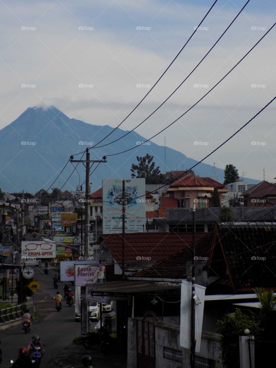Mount Merapi seen from a distance
