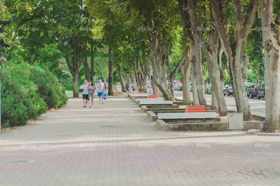 Calm street and people walking 