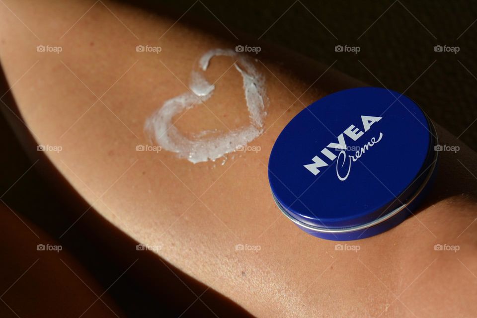 love Nivea, cream and female legs, skin care