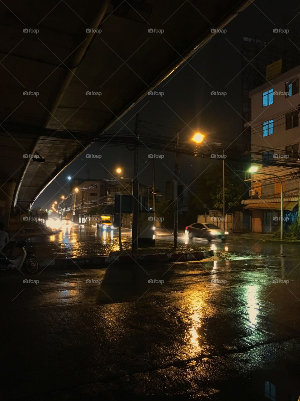 Rainning at night