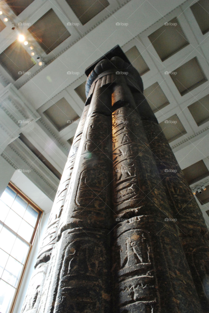 Hieroglyphics . A column in the Egypt section of the British Museum.