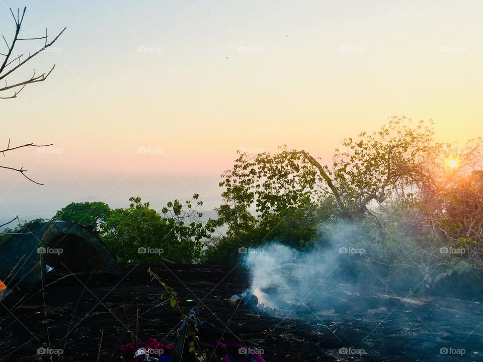Camping site are on the rock 