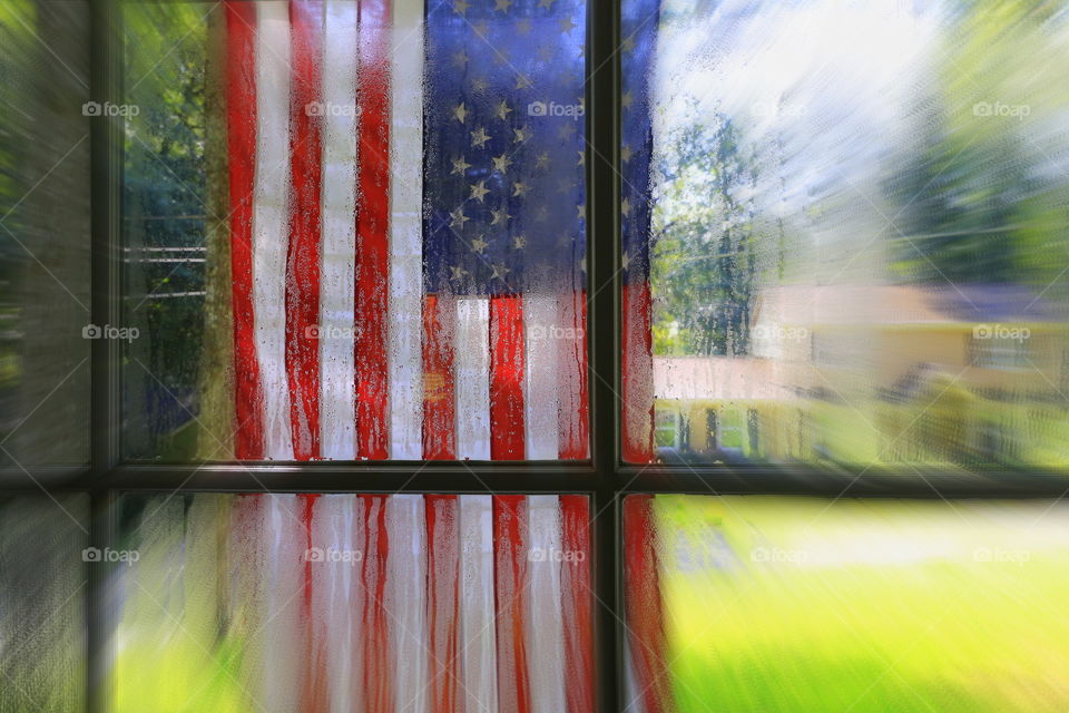 American Flag. National flag day in United States and everyone hanged theirs at home. 