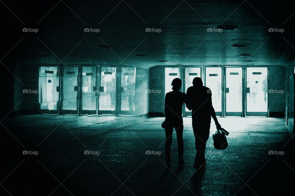 People in the underground tunnel in Moscow, Russia