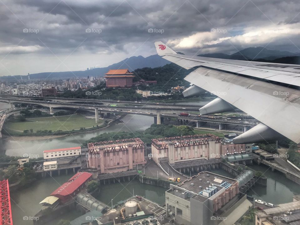 When the airport you are going is in the middle of the city ... you can capture cool views - landing at Songshan in Taipei