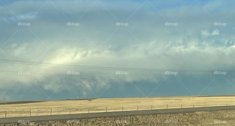 Wild and crazy storm clouds moving across the prairies 