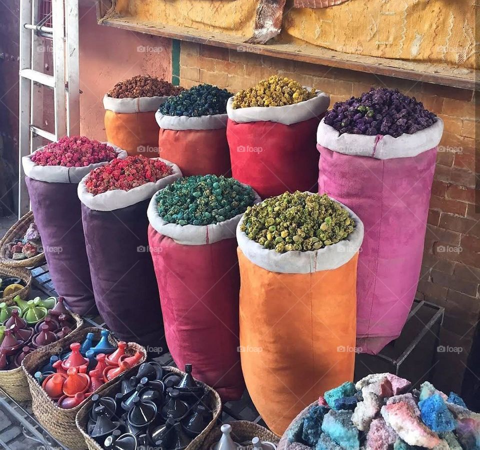 spices in the market of morocco
