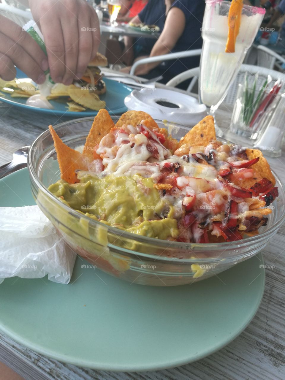 an amazingly good nacho-bowl at benidorm beach in spain
