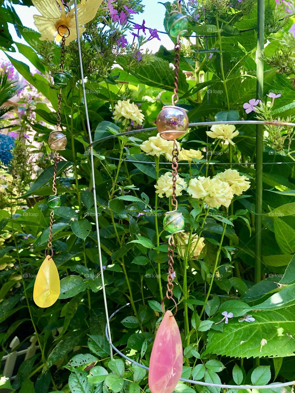 Yellow flowers with some garden decoration 