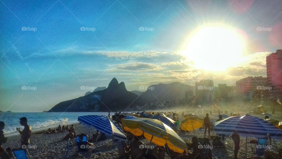Incredible sunset in Ipanema Beach - Rio de Janeiro - Brazil