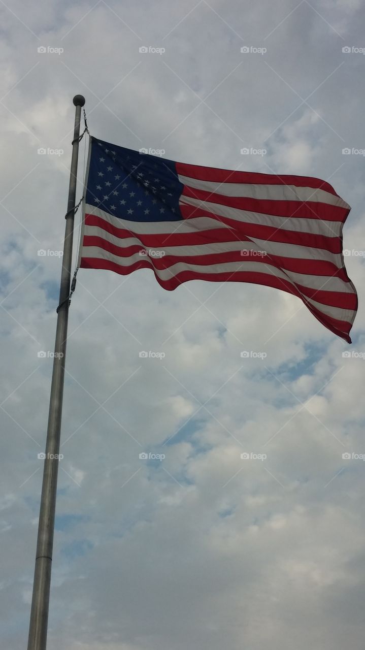 American flag windy