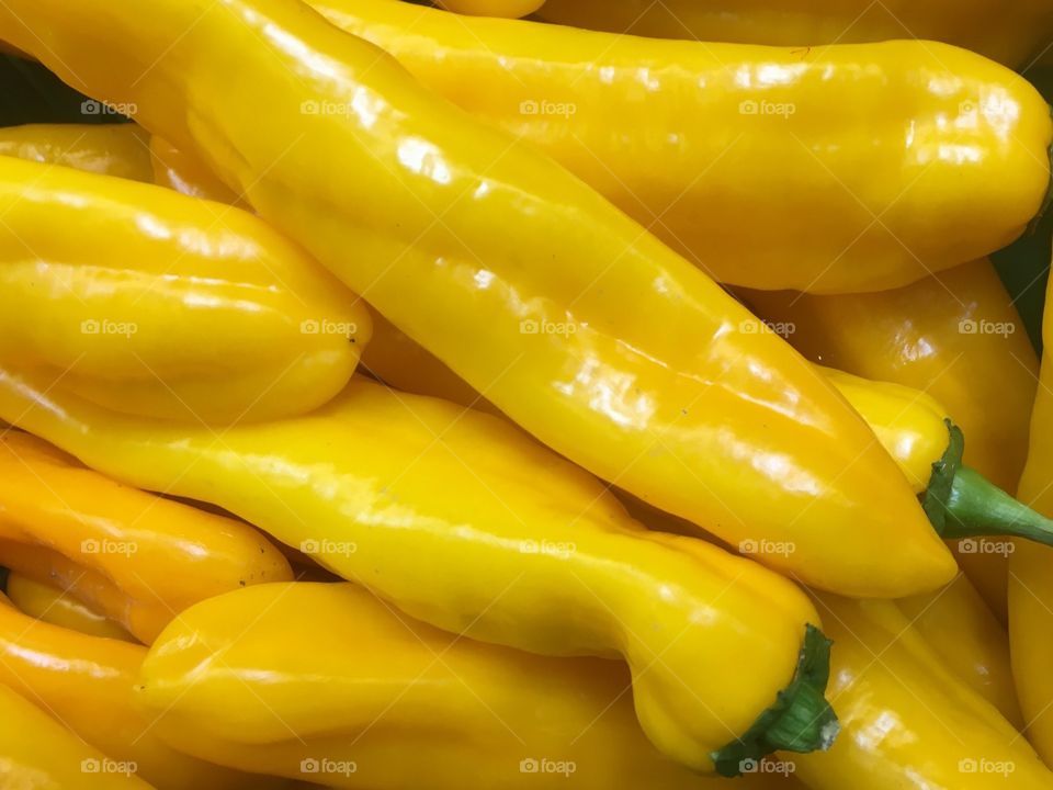 Close up of some yellow chillies 
