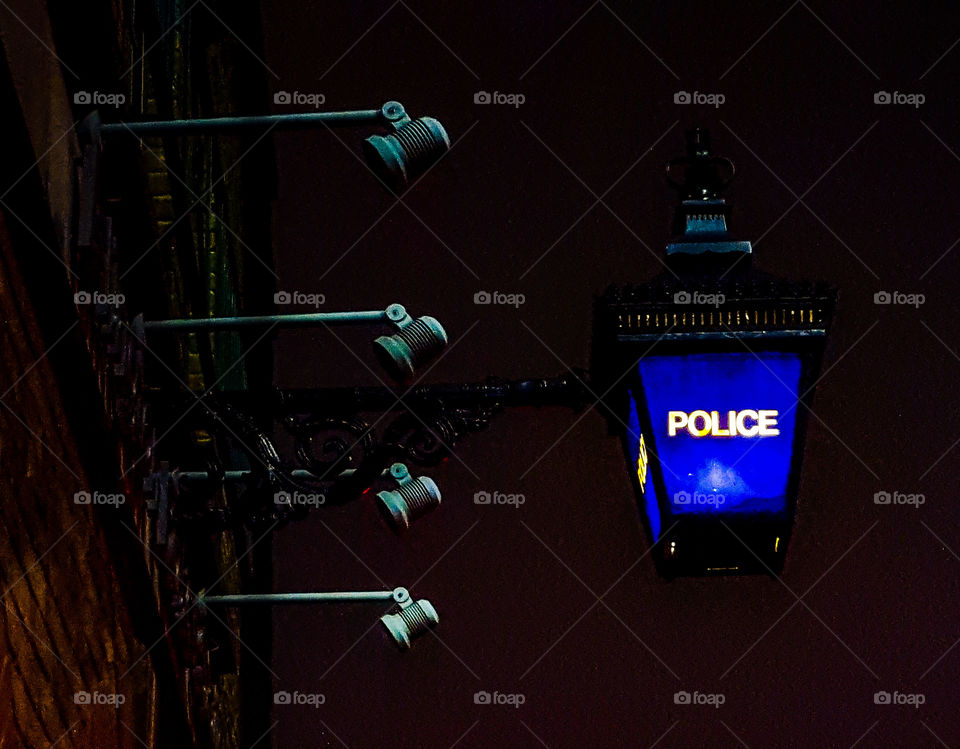 Police lamp in London