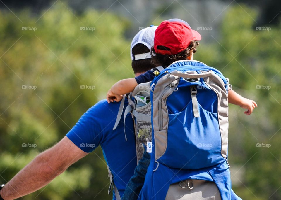 Dad and Son hiking