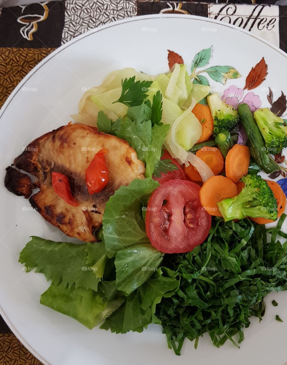 Light food on the plate