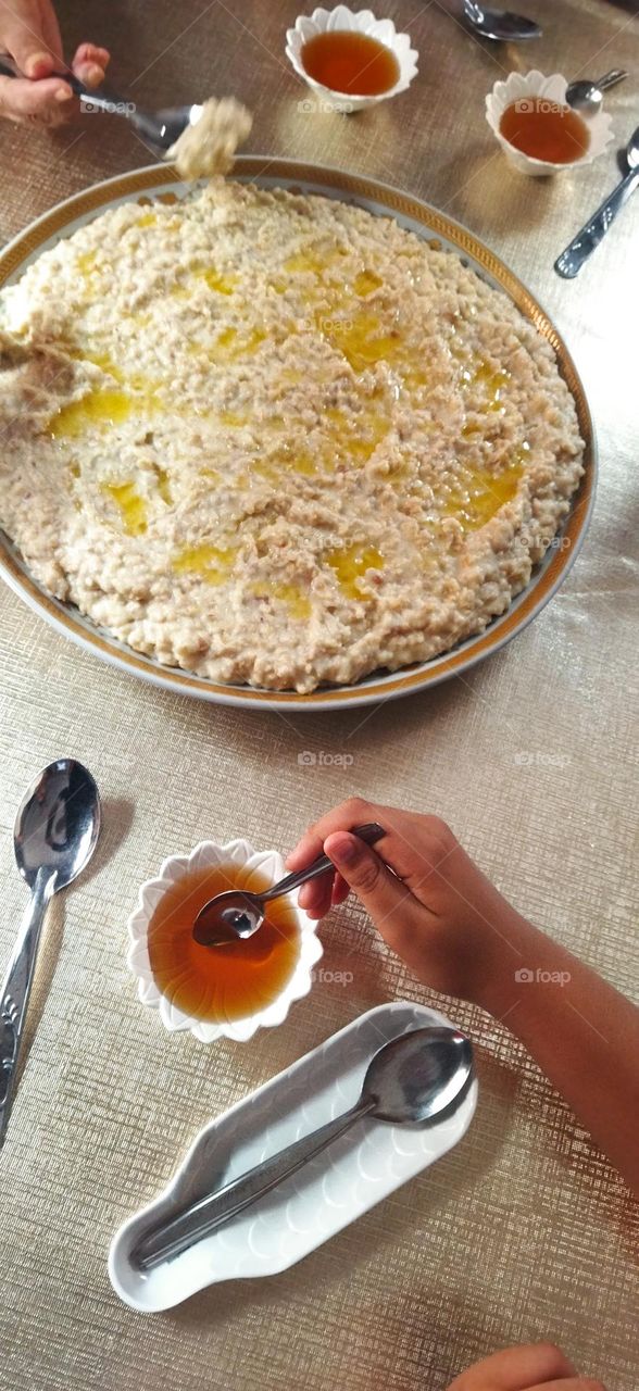 Moroccan food with honey