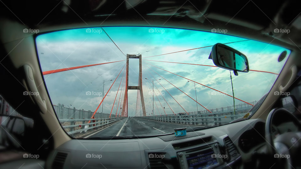 Driving on Suramadu Bridge - East Java