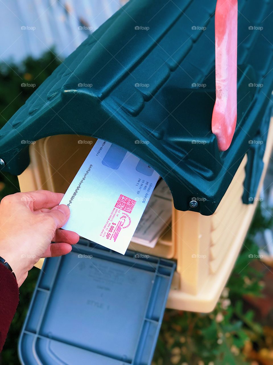 Woman Mailing Letter, Woman Getting Mail, Mailbox With Letter, Flag Up On Mailbox, Letter In Mailbox, USPS, Bills In The Mailbox, Residential Mailbox, Daily Routines, Daily Chores, Postage On Mail, Mailbox At Home 