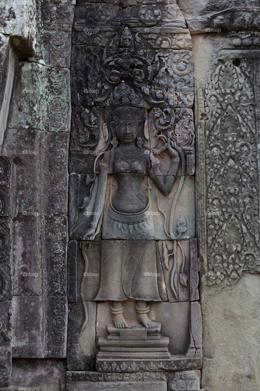 Carving inside Bayon temple in Siem Reap Cambodia 