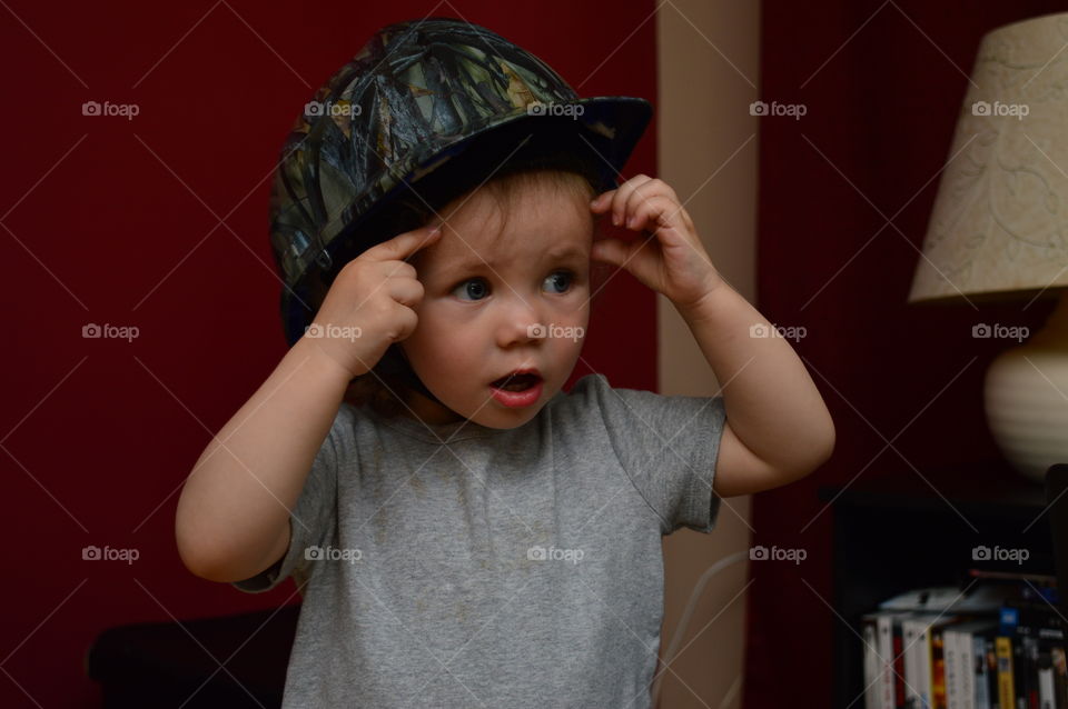 Child in a unique helmet