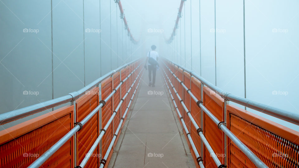 Traveling on Cloud bridge at Wolchulsan National Park, Yeongam, South Korea 