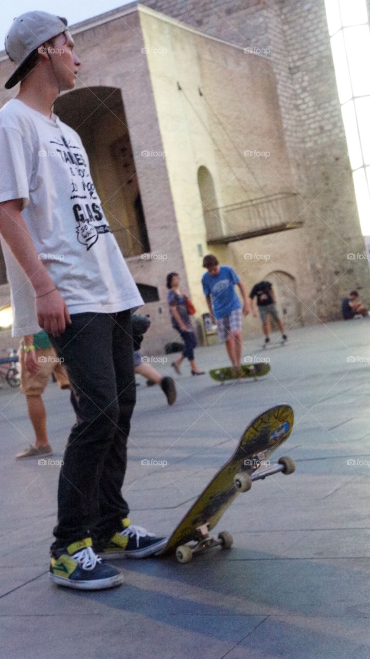 Skaters in the MACBA square. Barcelona 