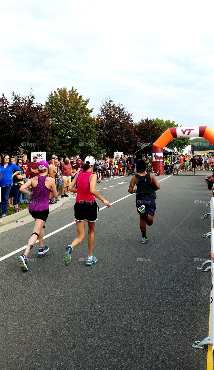 Finishing up the Hokie Half Marathon