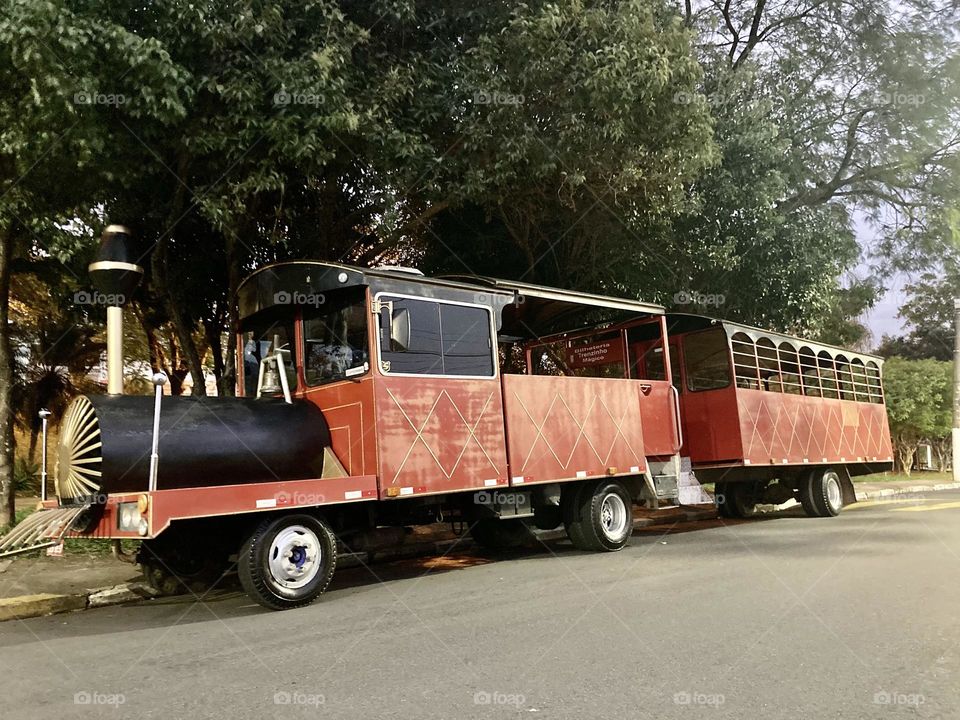 🇺🇸 He parked a train here near my house.  Doesn't it give you a nice childhood memory?  Piuííí… Things from the Interior! / 🇧🇷 Estacionou um trem aqui perto de casa. Não dá uma lembrança gostosa da infância? Piuííí… Coisas do Interior!