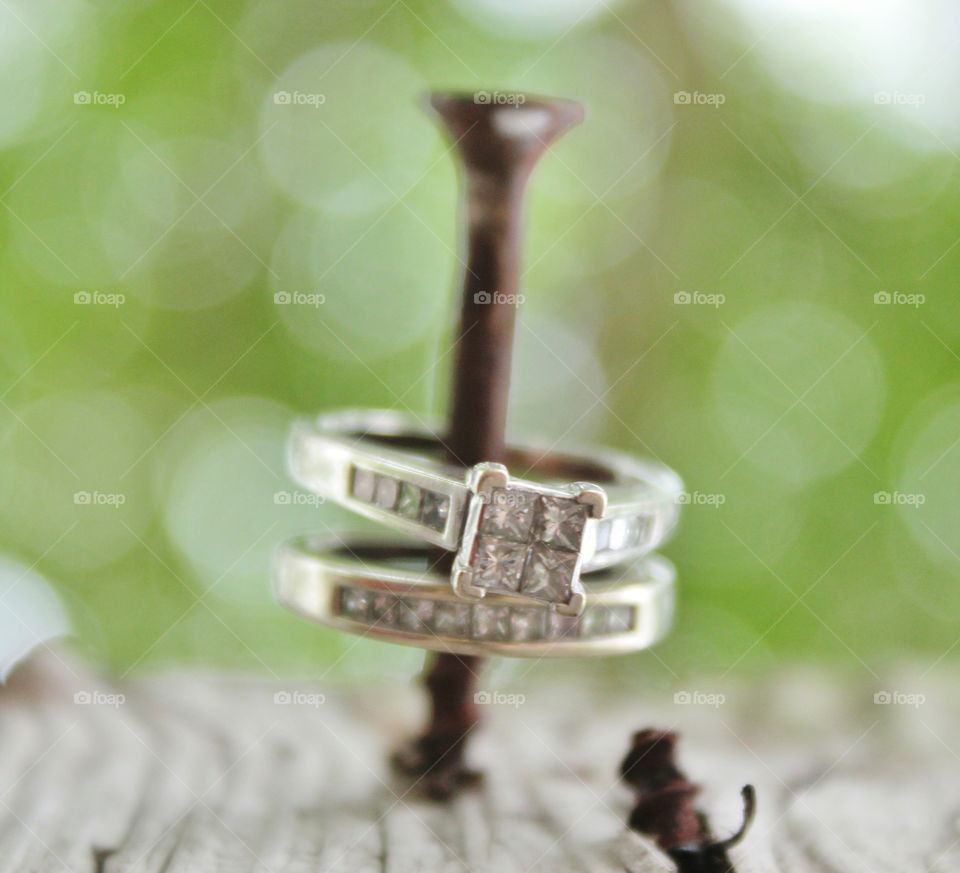 Rustic wedding ring portrait