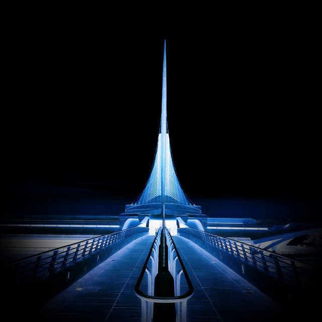 Way up - Milwaukee Art Museum at night