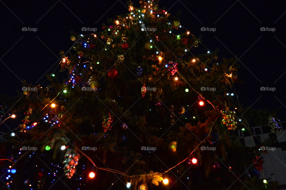 New year, Christmas, winter, holiday, gerljandy, lights, light bulbs, background, Christmas tree,