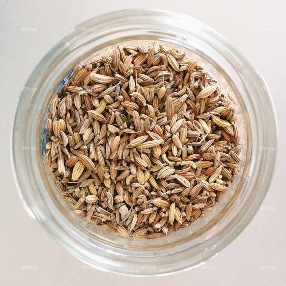 Fennel seeds in a jar