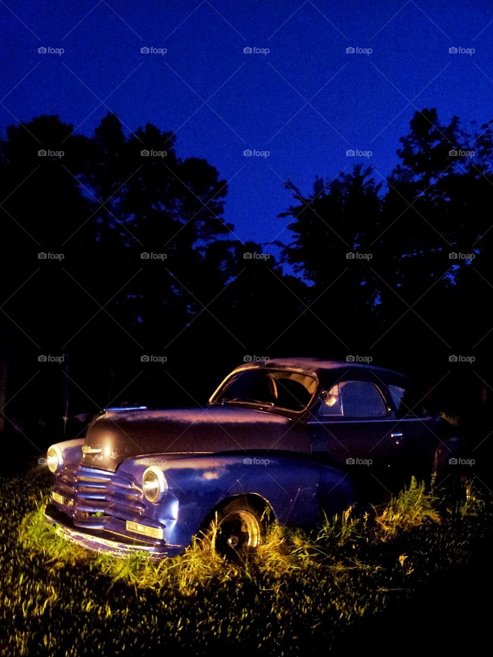 Old car in the dark