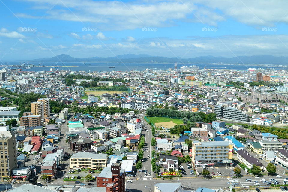 Otaru with panoramic city views,Hokkaido,Japan 